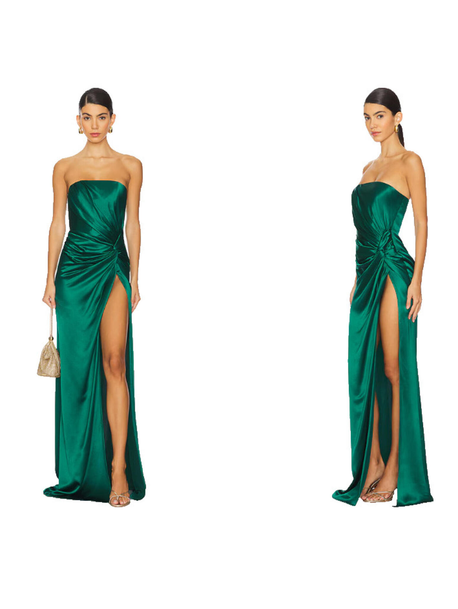Sau Lee Hera Strapless Gown Satin Party Formal Emerald Sz 00 $595msrp